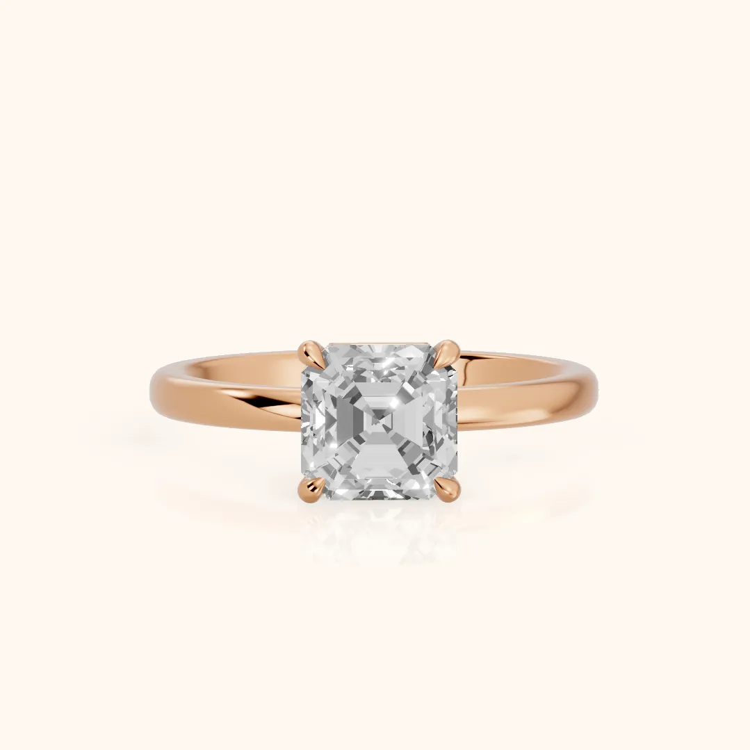 Lyla Petite Solitaire Asscher Diamond Engagement Ring in Rose Gold — view 2