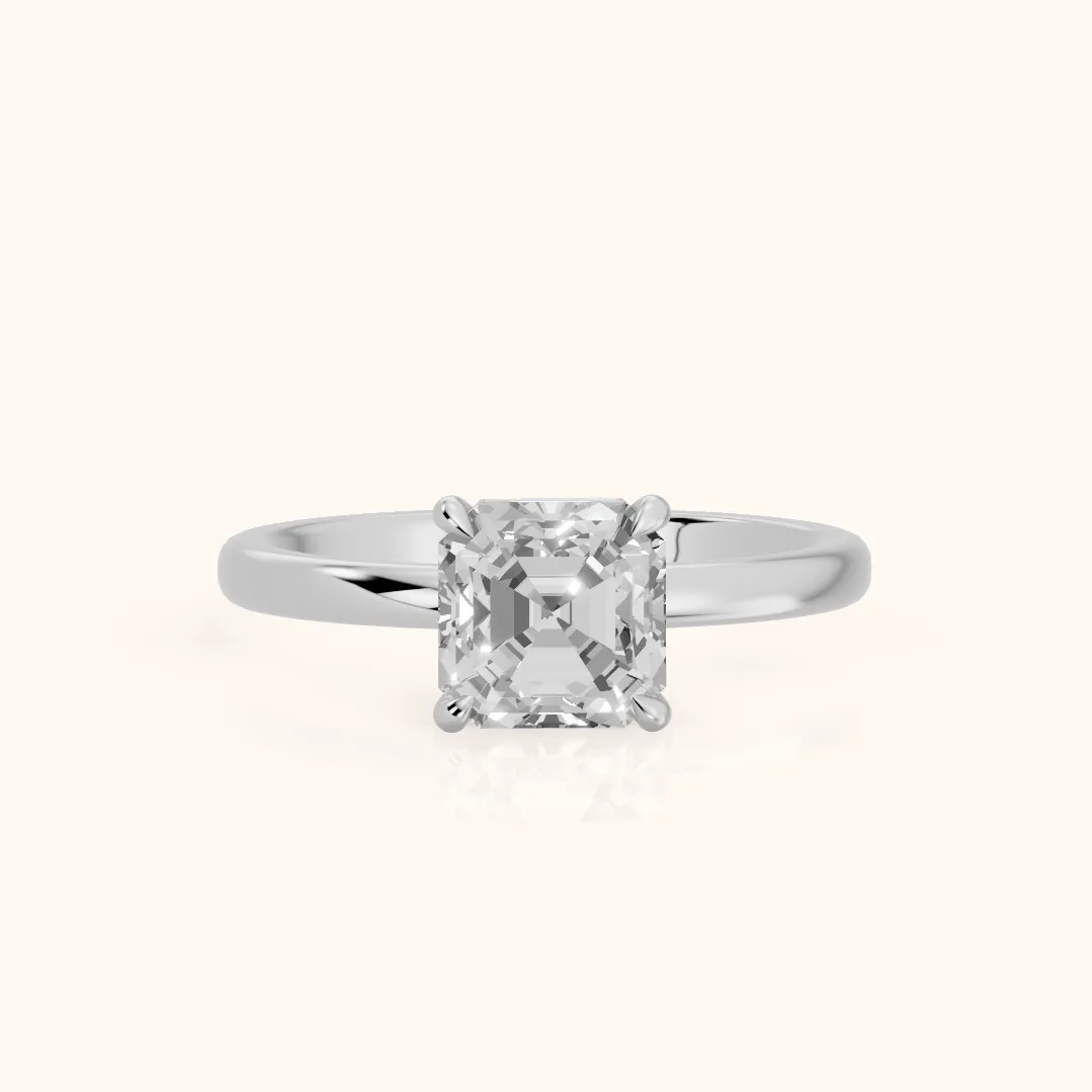 Lyla Petite Solitaire Asscher Diamond Engagement Ring in Silver — view 2