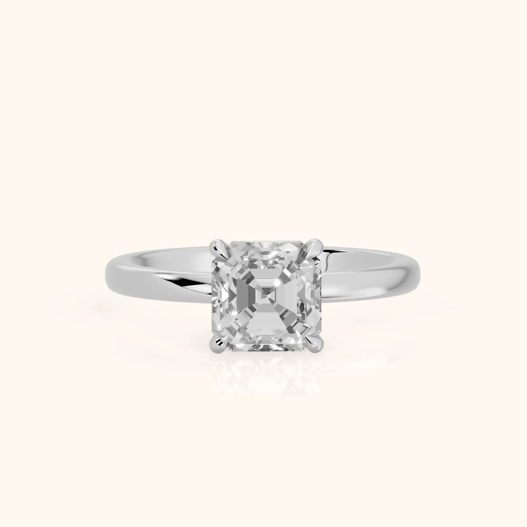 Lyla Petite Solitaire Asscher Diamond Engagement Ring in Silver — view 1