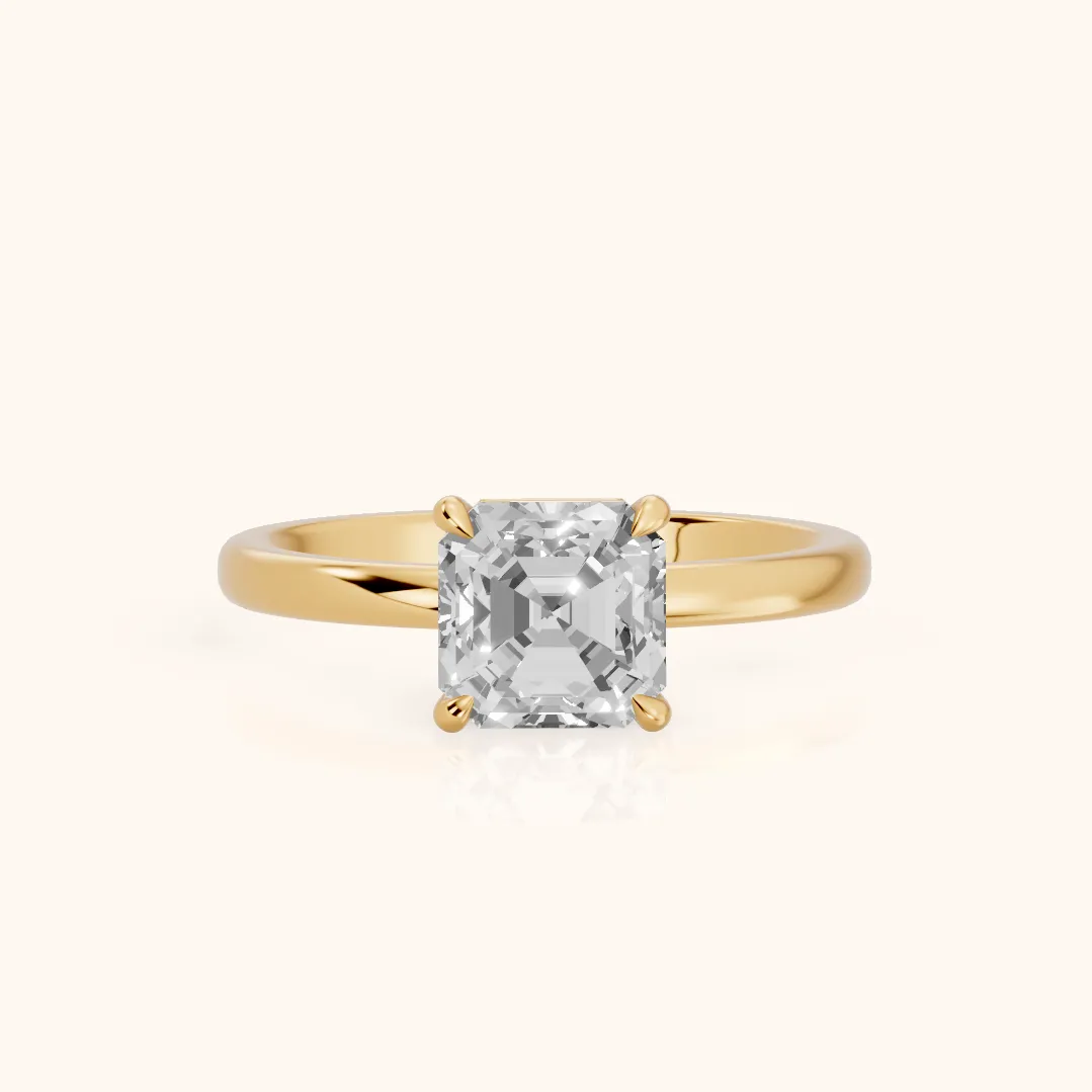 Lyla Petite Solitaire Asscher Diamond Engagement Ring in Yellow Gold — view 2
