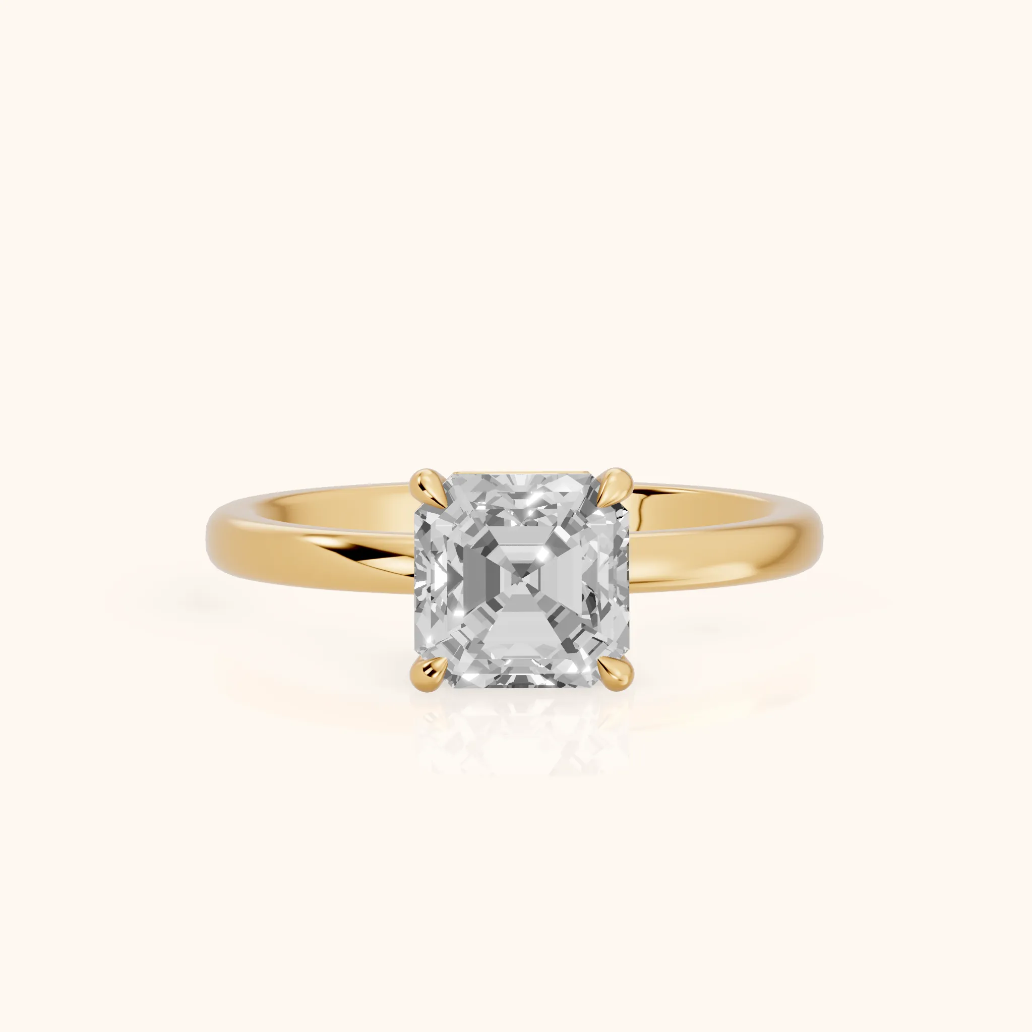 Lyla Petite Solitaire Asscher Diamond Engagement Ring in Yellow Gold — view 1