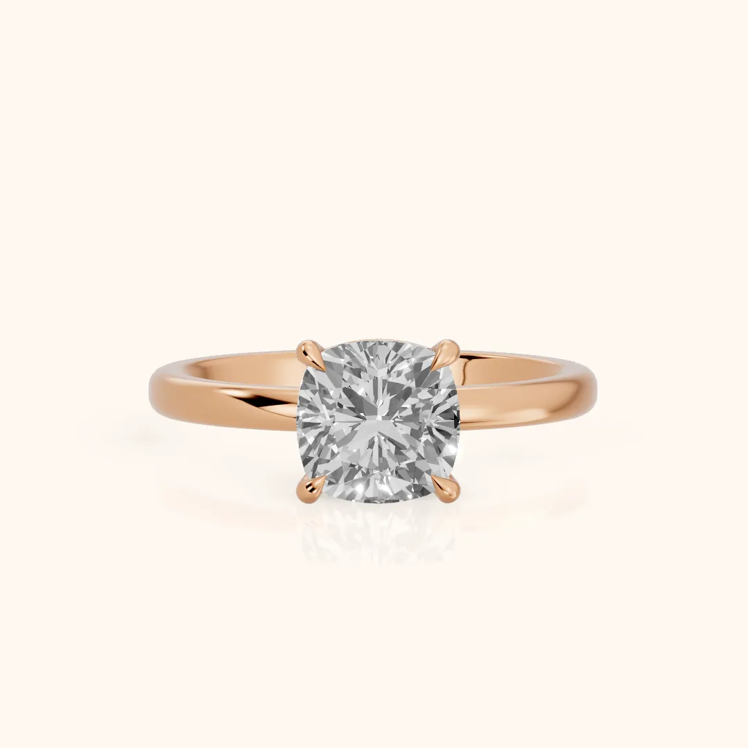 Lyla Petite Solitaire Cushion Diamond Engagement Ring in Rose Gold — view 2