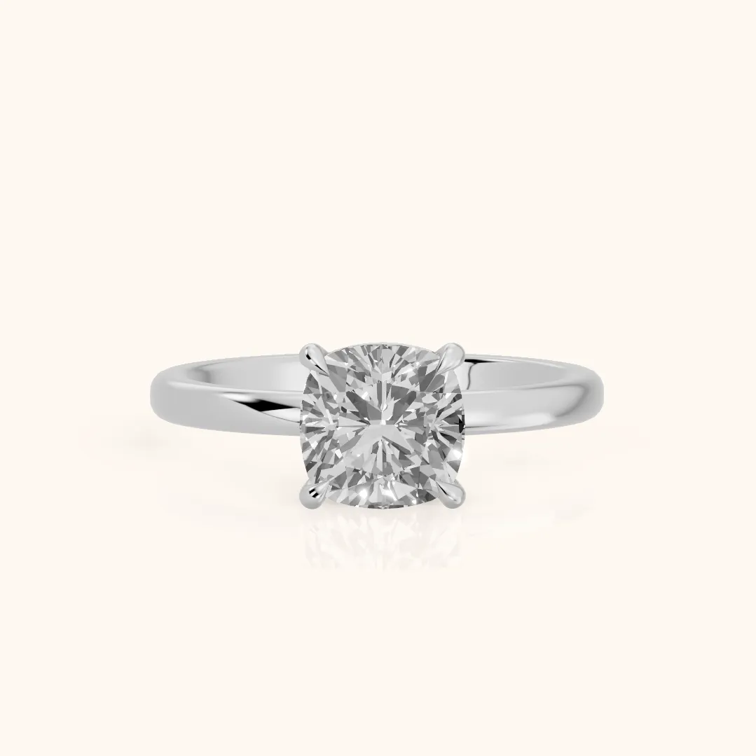 Lyla Petite Solitaire Cushion Diamond Engagement Ring in Silver — view 2