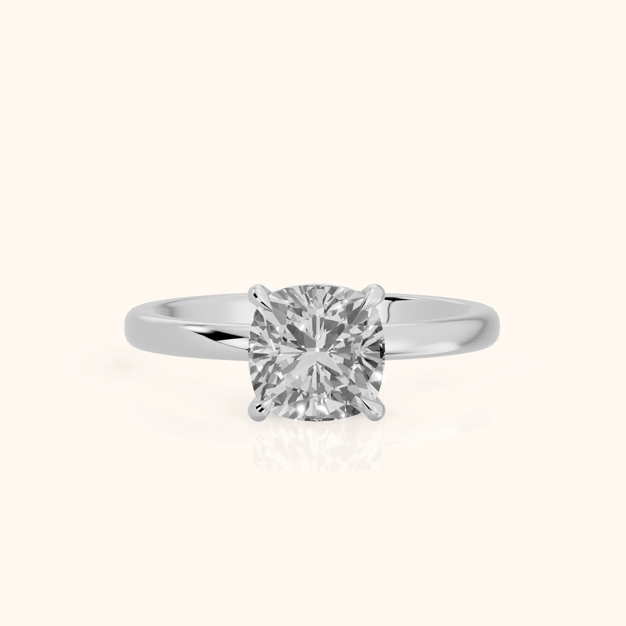 Lyla Petite Solitaire Cushion Diamond Engagement Ring in Silver — view 1