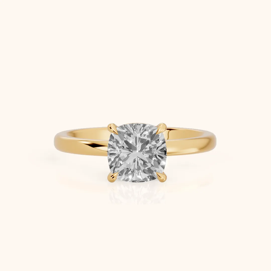 Lyla Petite Solitaire Cushion Diamond Engagement Ring in Yellow Gold — view 2