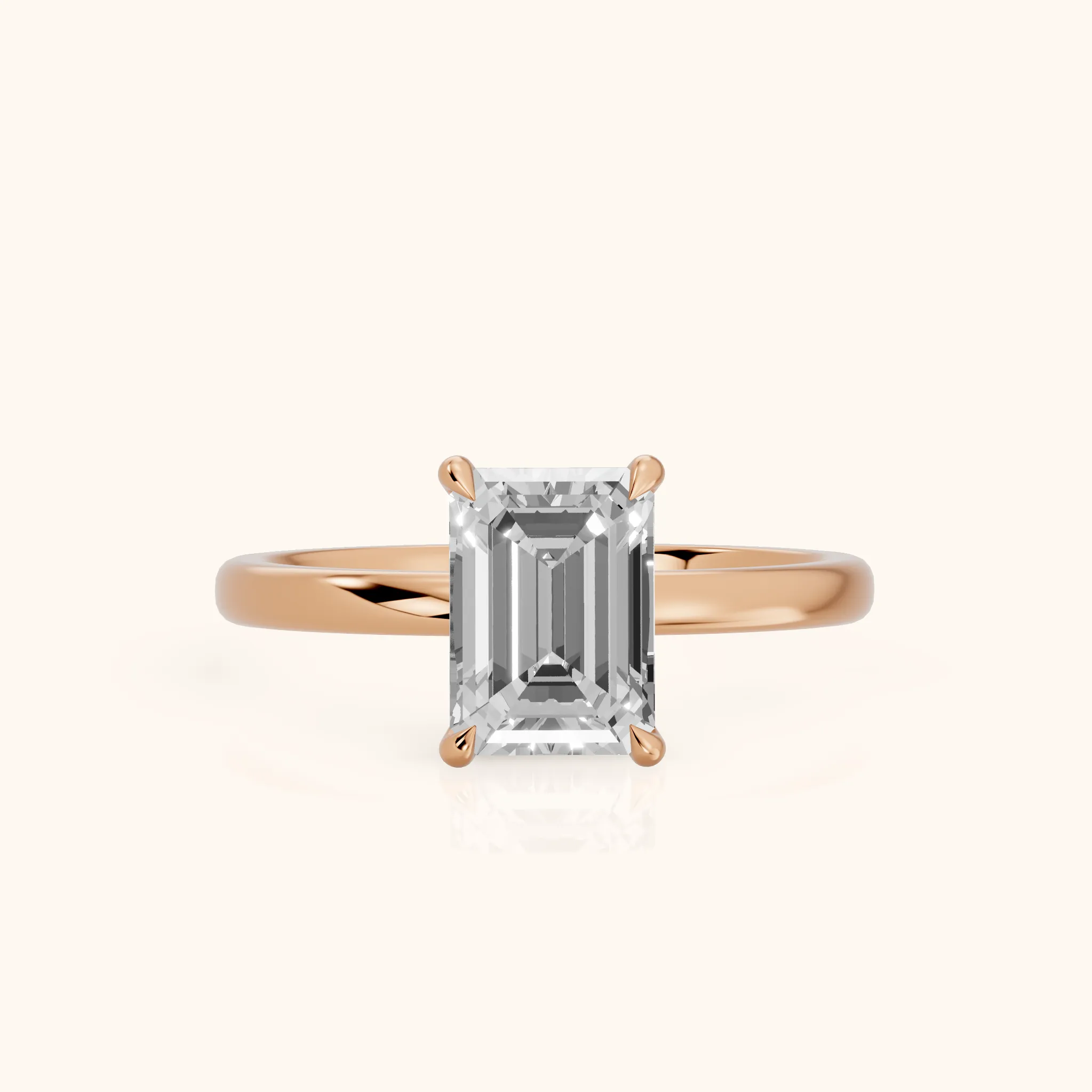 Lyla Petite Solitaire Emerald Diamond Engagement Ring in Rose Gold — view 1