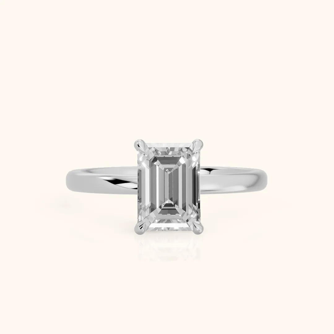 Lyla Petite Solitaire Emerald Diamond Engagement Ring in Platinum — view 2