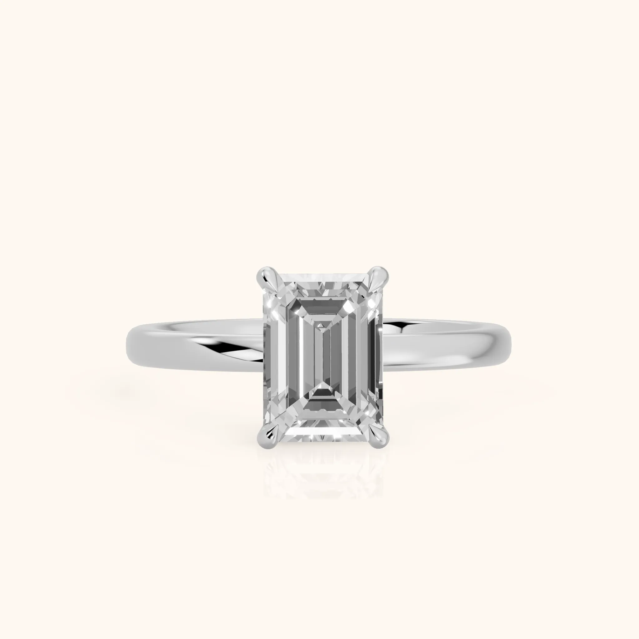 Lyla Petite Solitaire Emerald Diamond Engagement Ring in Platinum — view 1