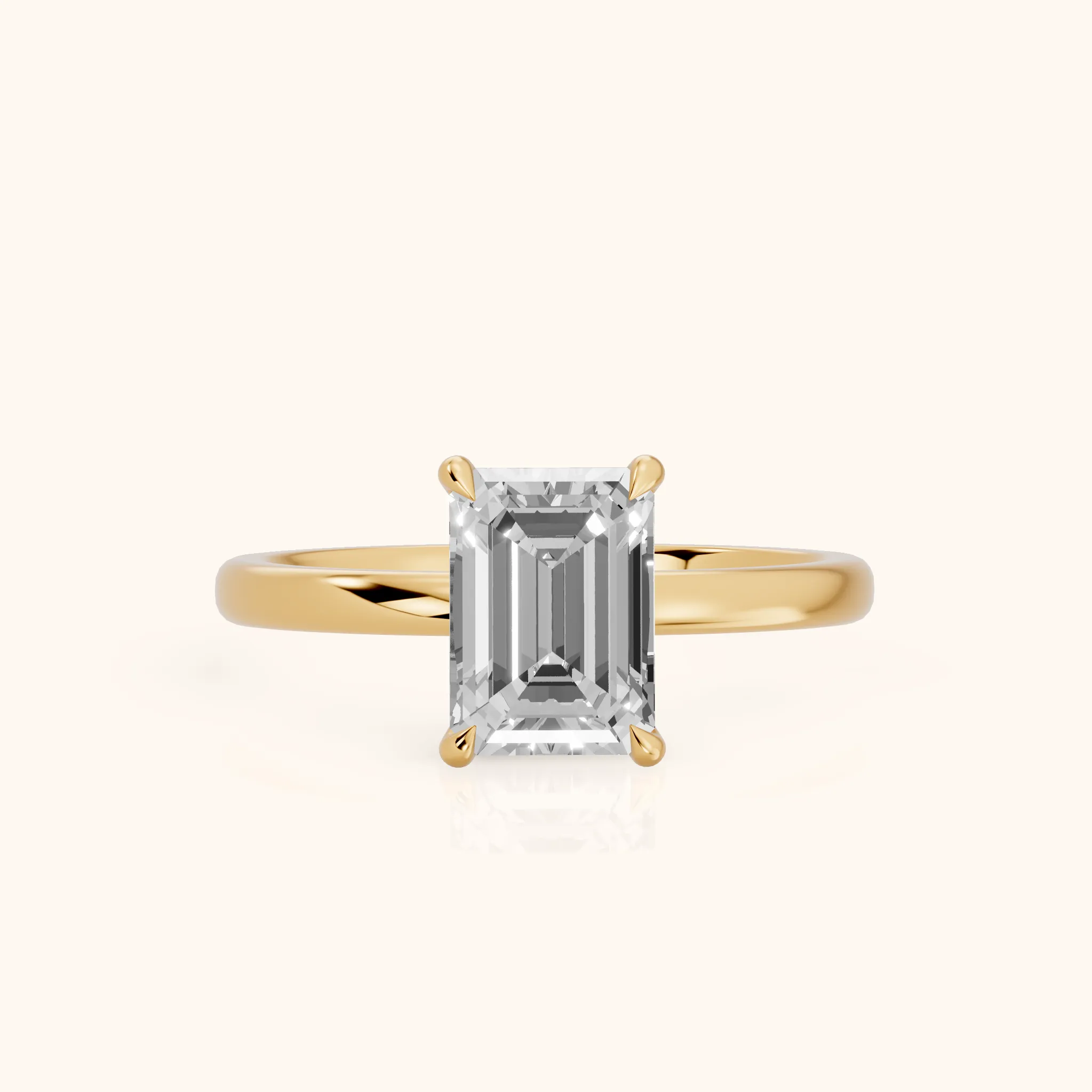 Lyla Petite Solitaire Emerald Diamond Engagement Ring in Yellow Gold — view 1