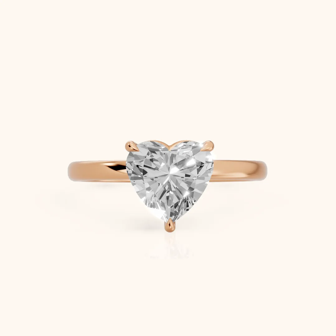 Lyla Petite Solitaire Heart Diamond Engagement Ring in Rose Gold — view 2