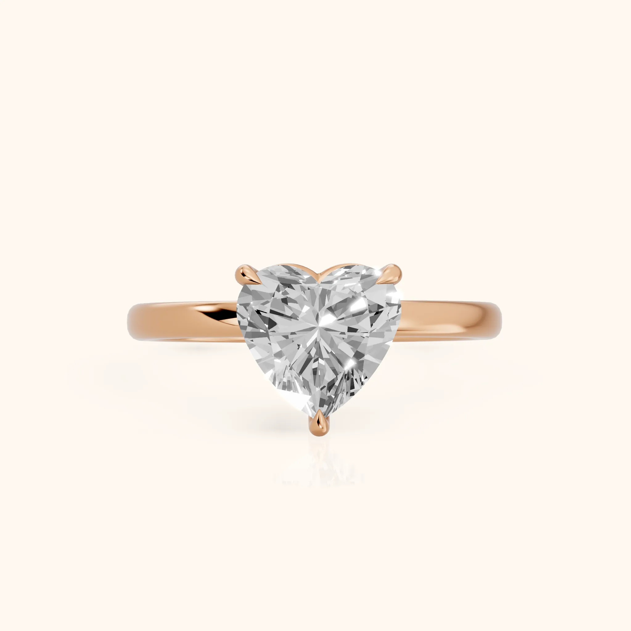 Lyla Petite Solitaire Heart Diamond Engagement Ring in Rose Gold — view 1