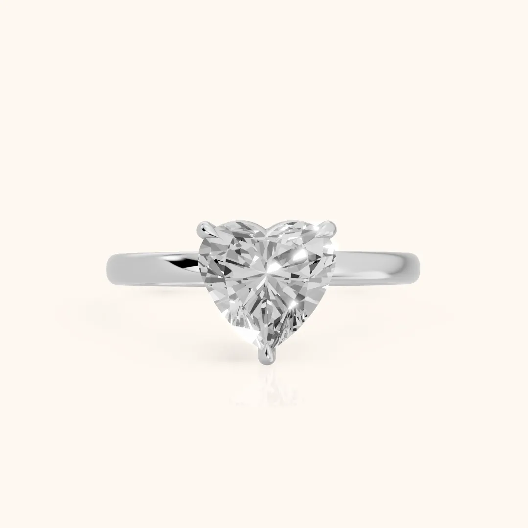 Lyla Petite Solitaire Heart Diamond Engagement Ring in Silver — view 2