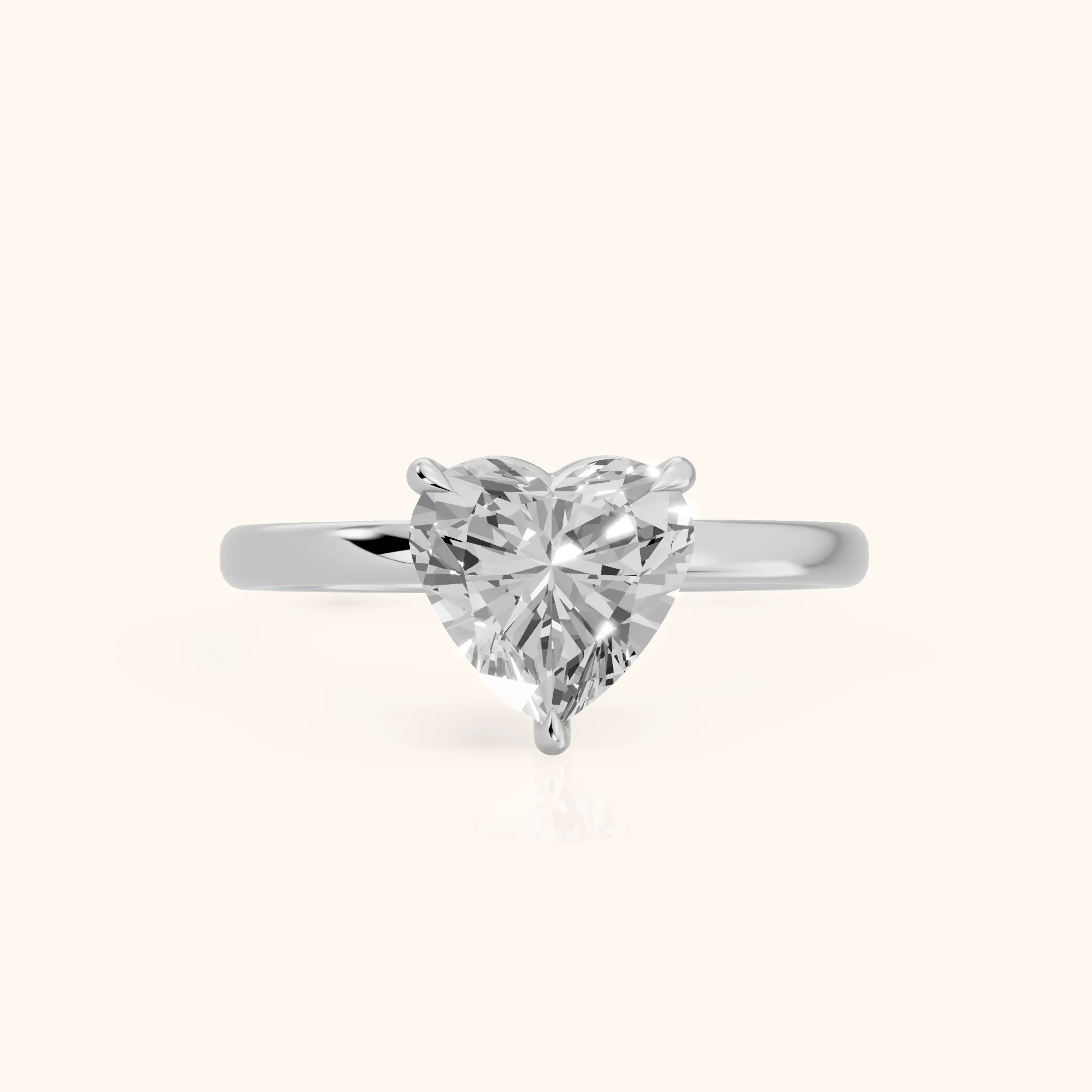Lyla Petite Solitaire Heart Diamond Engagement Ring in Silver — view 1