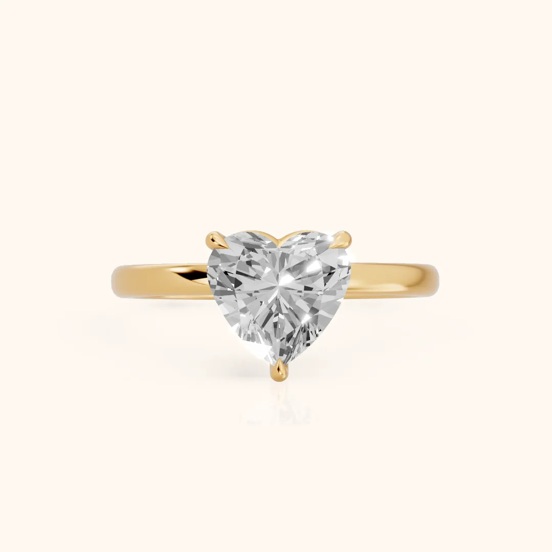 Lyla Petite Solitaire Heart Diamond Engagement Ring in Yellow Gold — view 2