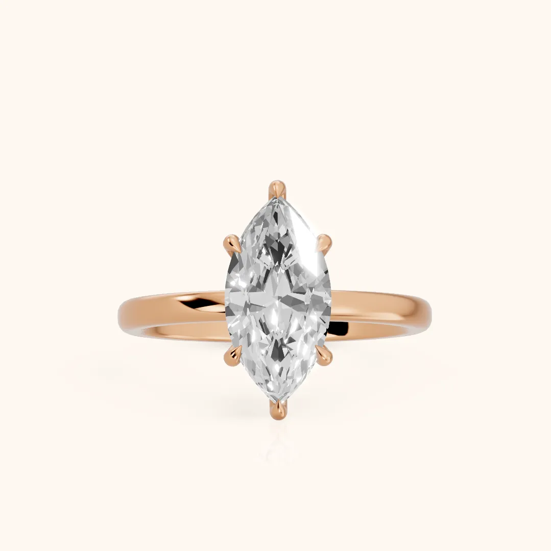 Lyla Petite Solitaire Marquise Diamond Engagement Ring in Rose Gold — view 2
