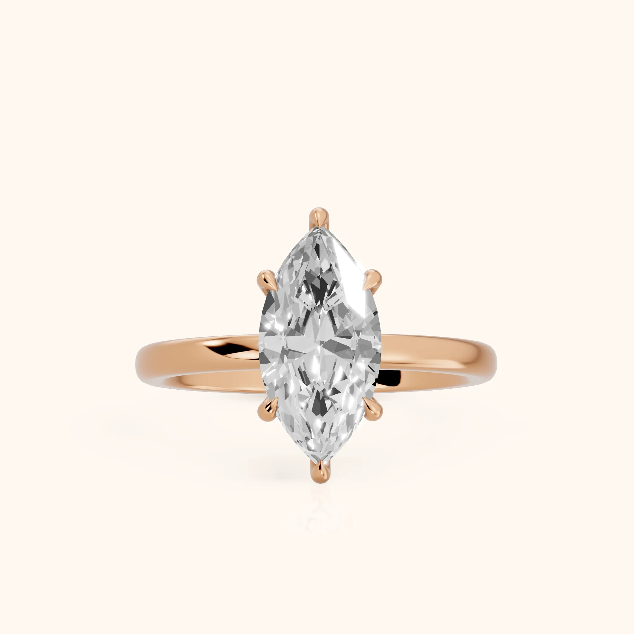 Lyla Petite Solitaire Marquise Diamond Engagement Ring in Rose Gold — view 1