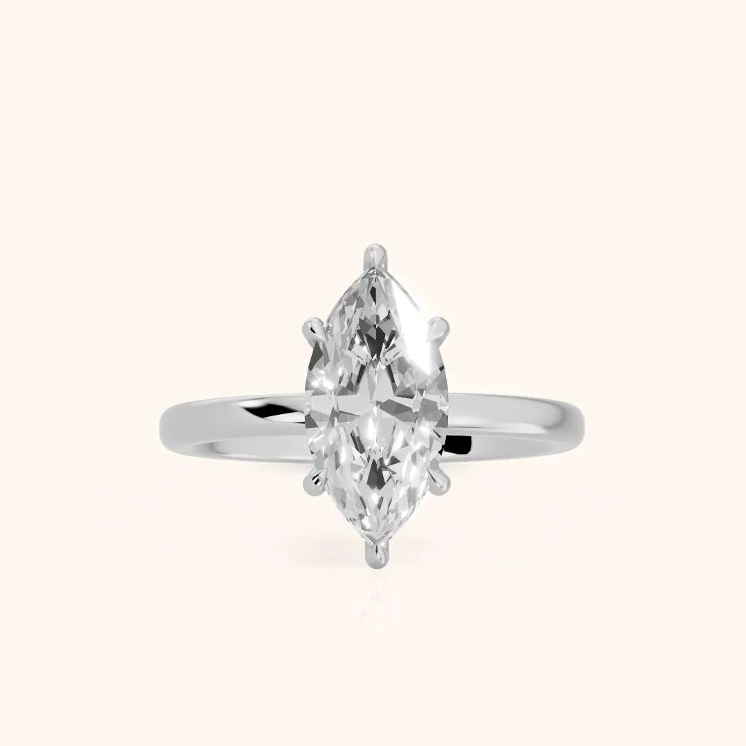 Lyla Petite Solitaire Marquise Diamond Engagement Ring in Platinum — view 2