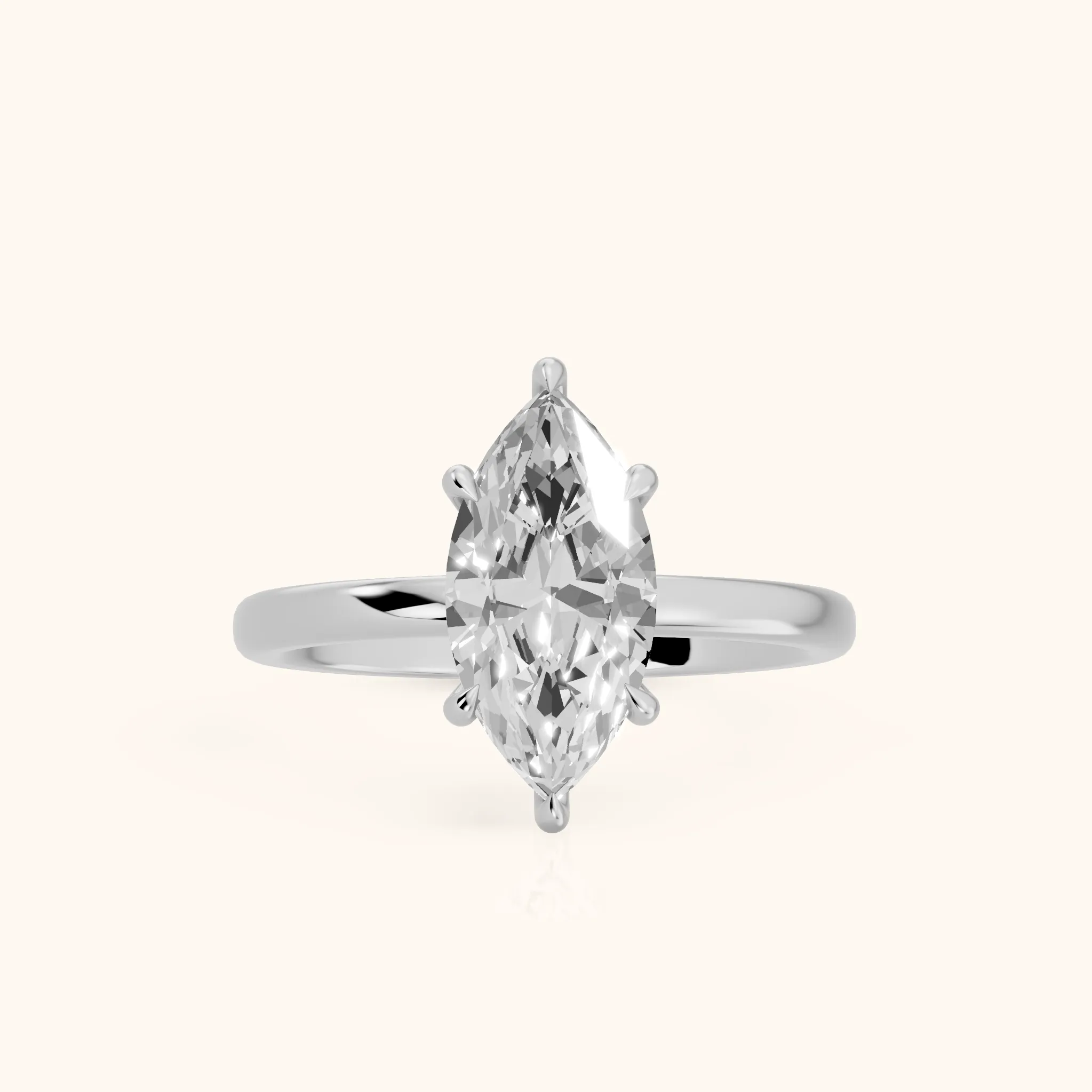 Lyla Petite Solitaire Marquise Diamond Engagement Ring in Platinum — view 1