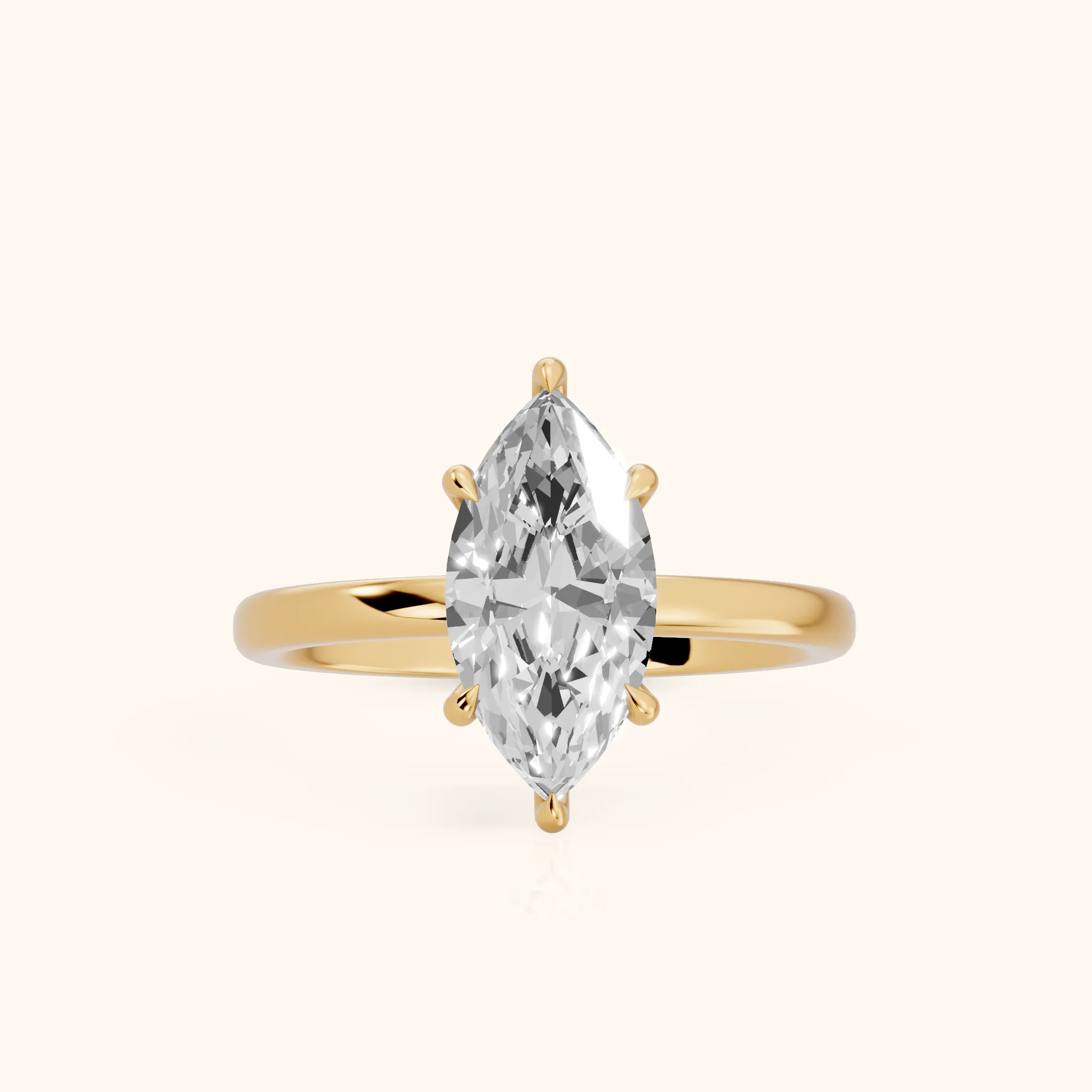 Lyla Petite Solitaire Marquise Diamond Engagement Ring in Yellow Gold — view 1
