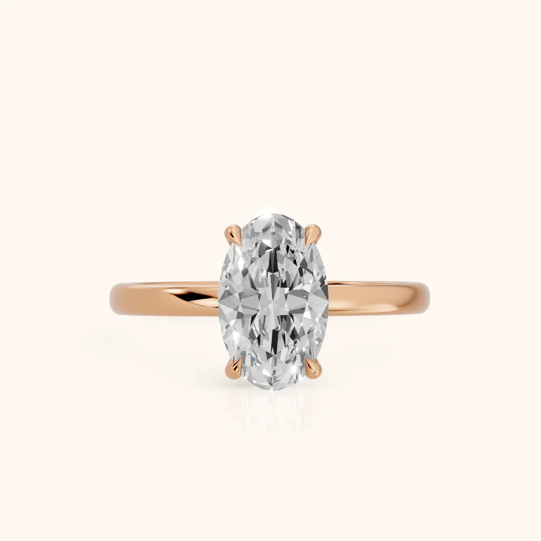 Lyla Petite Solitaire Oval Diamond Engagement Ring in Rose Gold — view 2