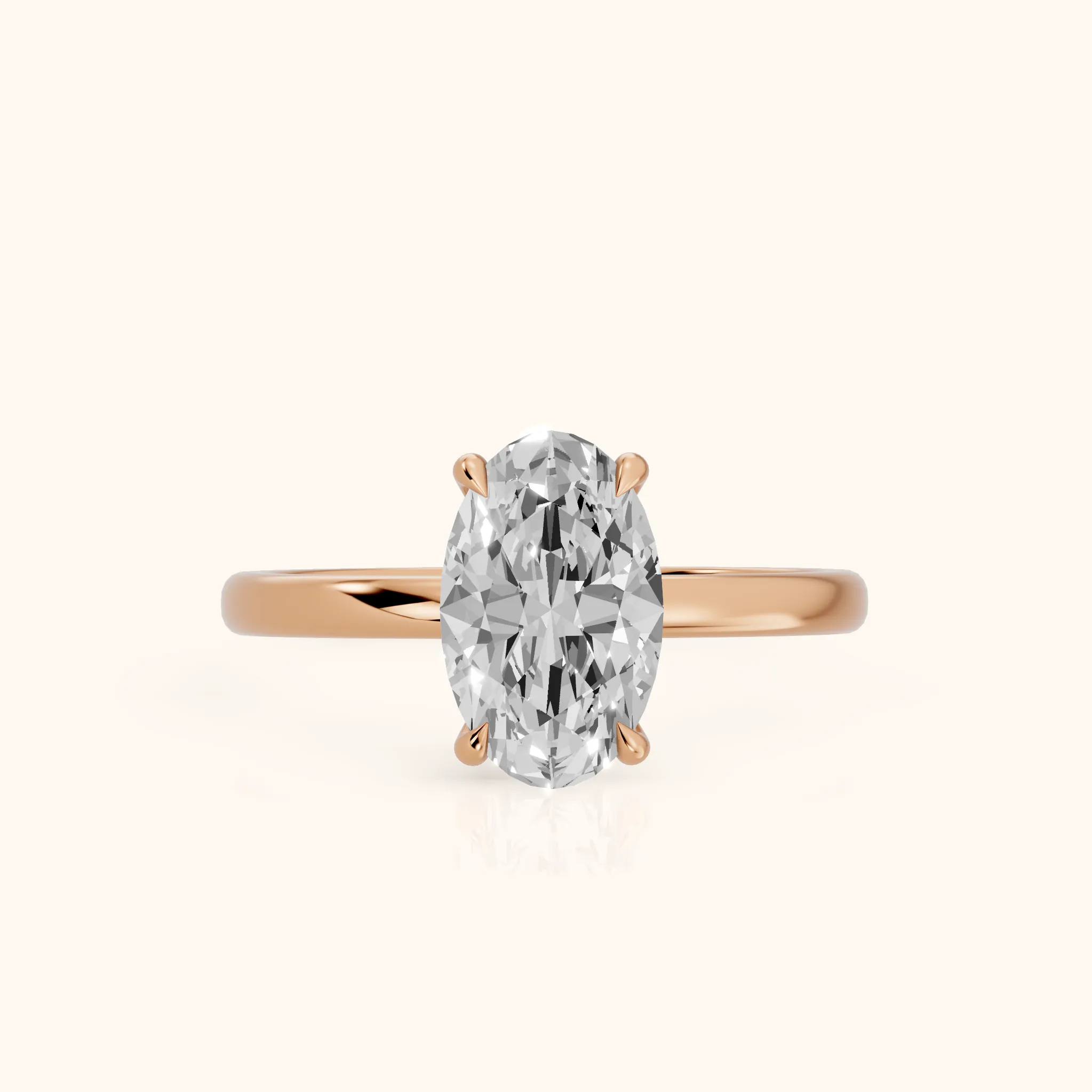 Lyla Petite Solitaire Oval Diamond Engagement Ring in Rose Gold — view 1