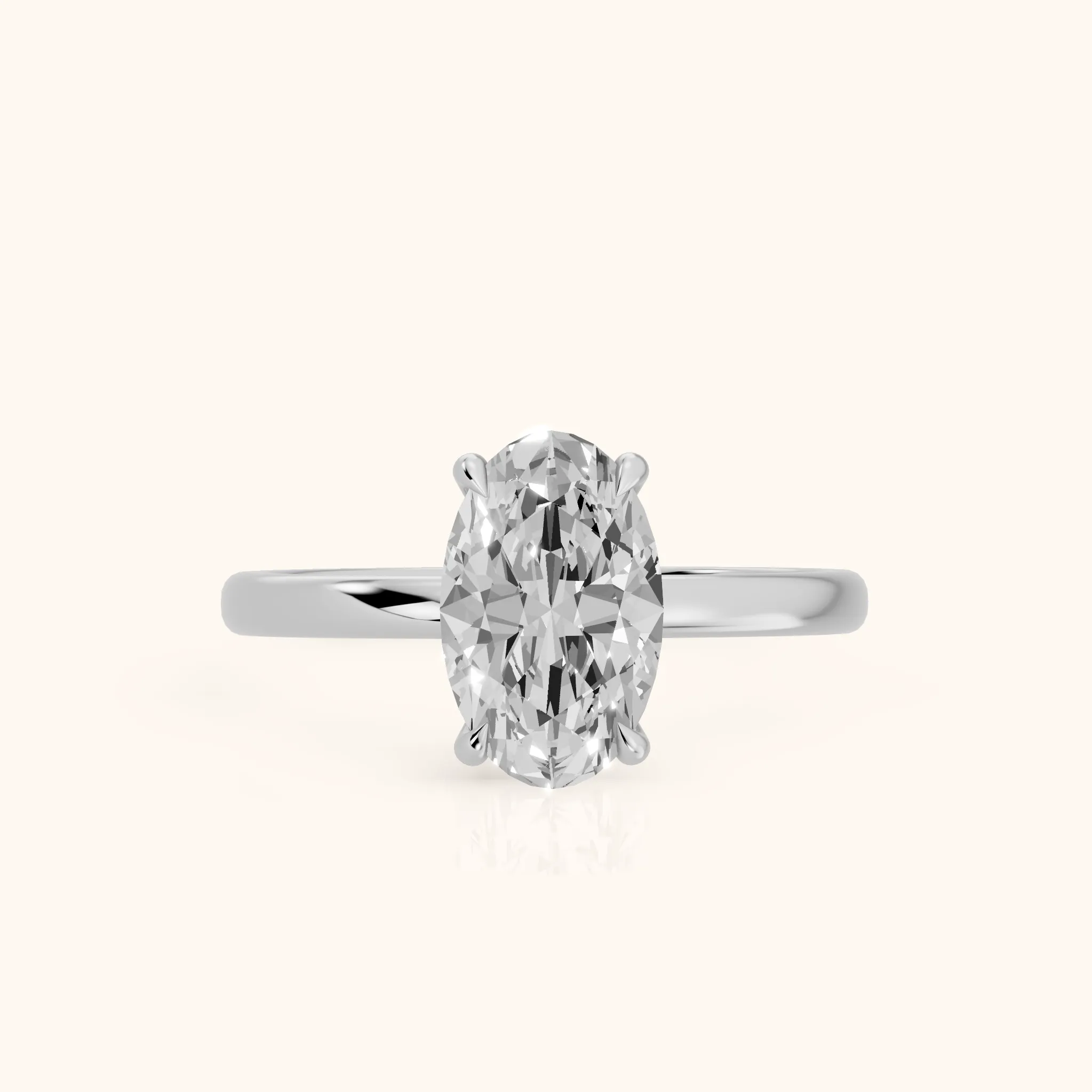 Lyla Petite Solitaire Oval Diamond Engagement Ring in Silver — view 1