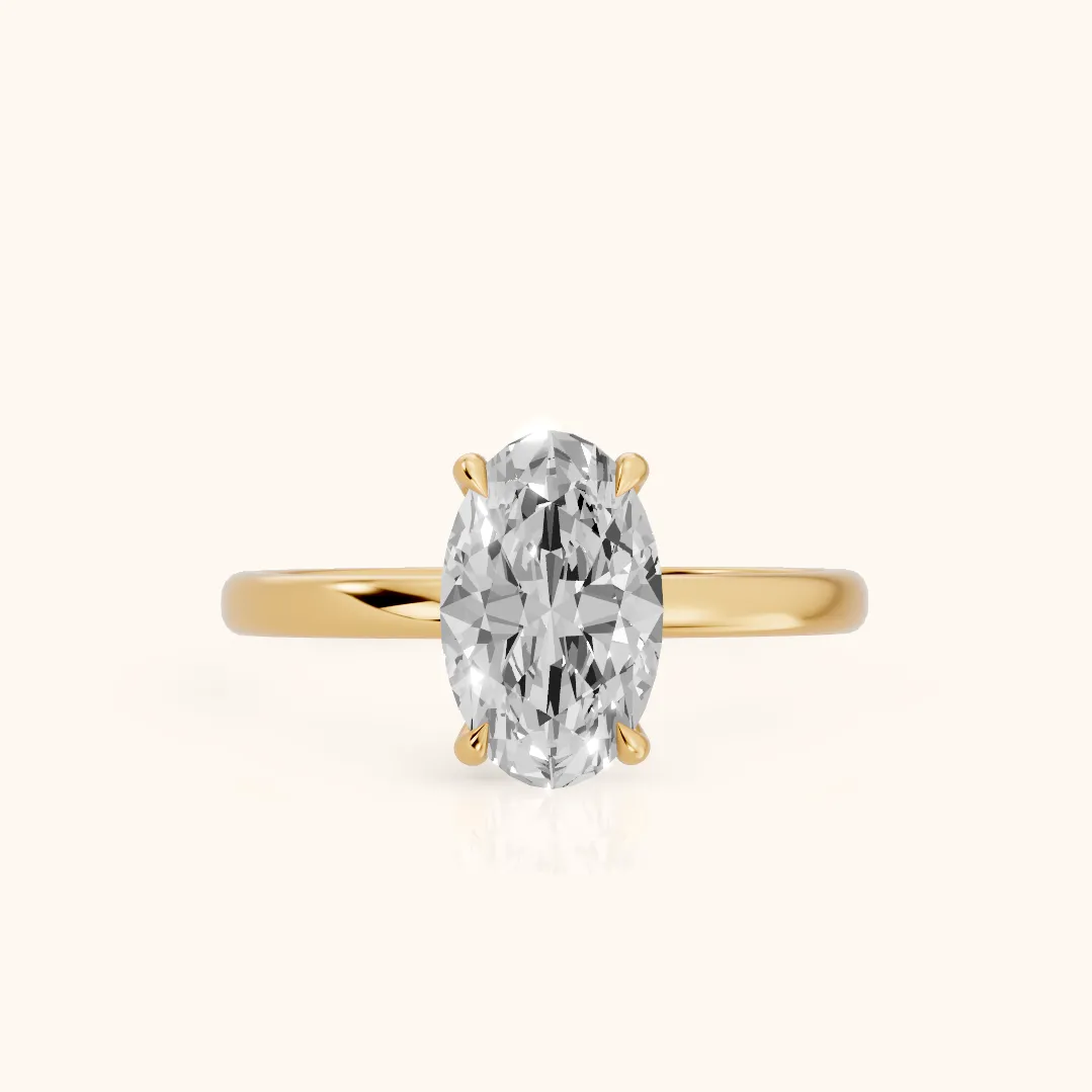Lyla Petite Solitaire Oval Diamond Engagement Ring in Yellow Gold — view 2