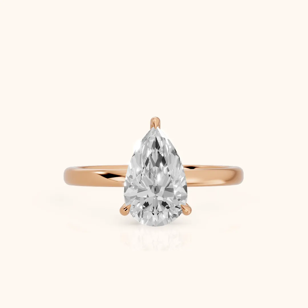 Lyla Petite Solitaire Pear Diamond Engagement Ring in Rose Gold — view 2