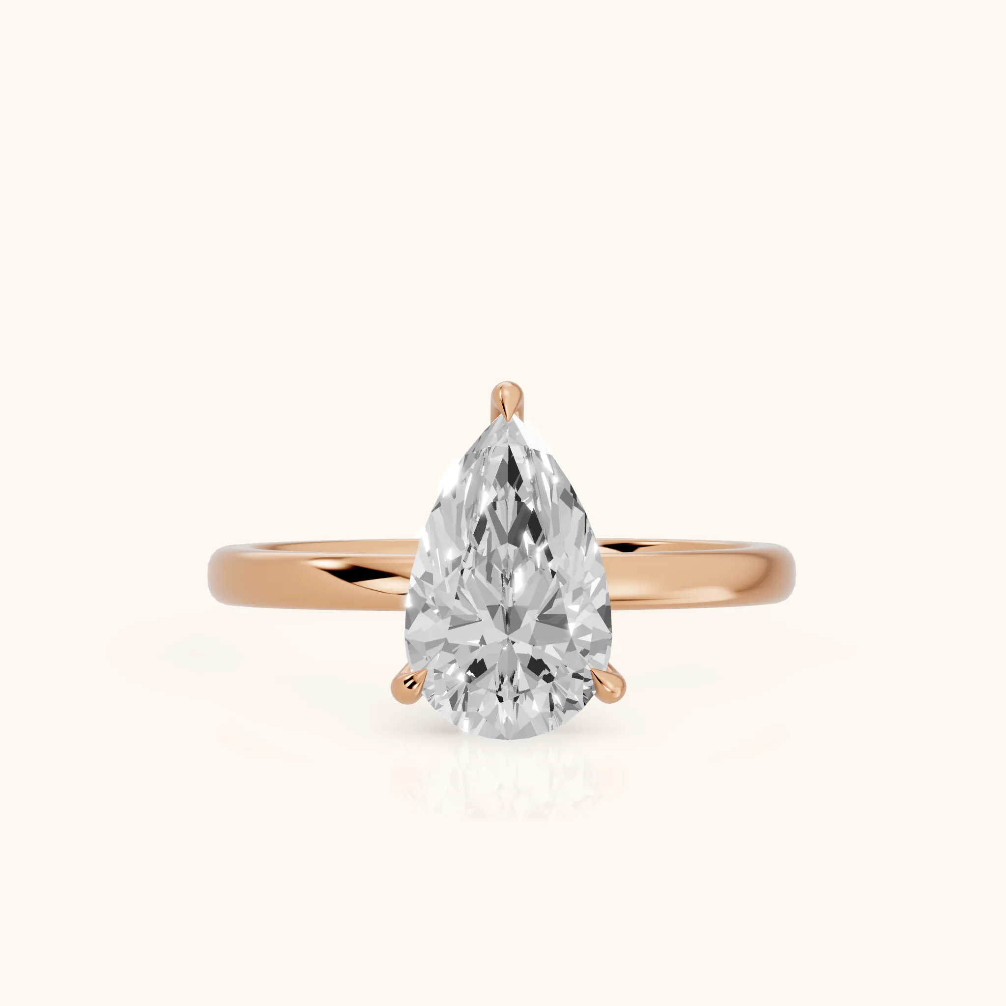 Lyla Petite Solitaire Pear Diamond Engagement Ring in Rose Gold — view 1