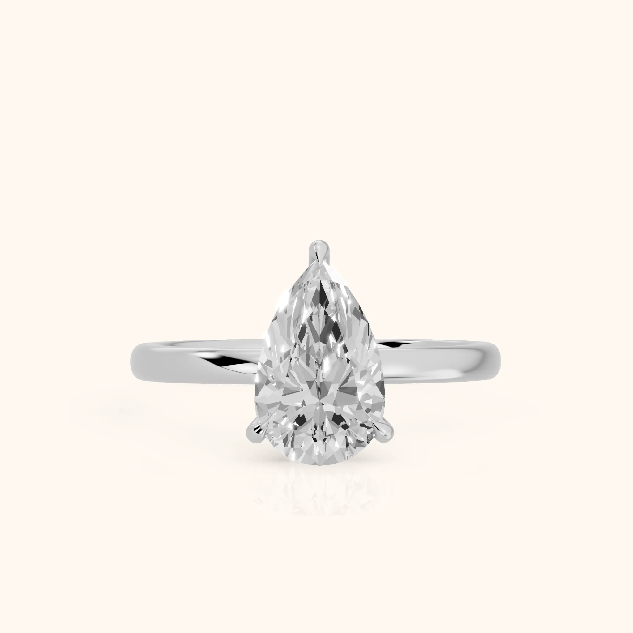 Lyla Petite Solitaire Pear Diamond Engagement Ring in Silver — view 1