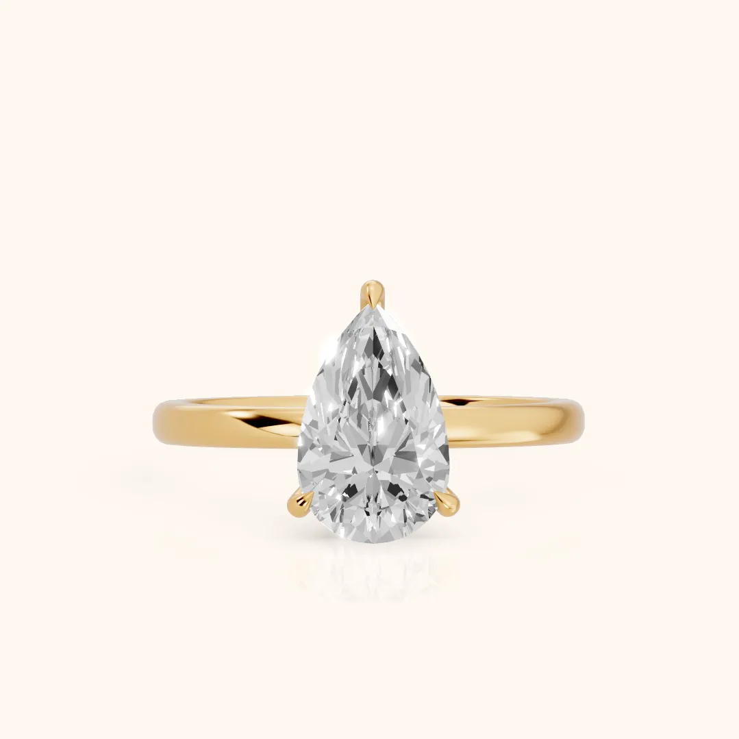 Lyla Petite Solitaire Pear Diamond Engagement Ring in Yellow Gold — view 2