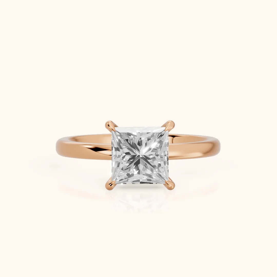 Lyla Petite Solitaire Princess Diamond Engagement Ring in Rose Gold — view 2