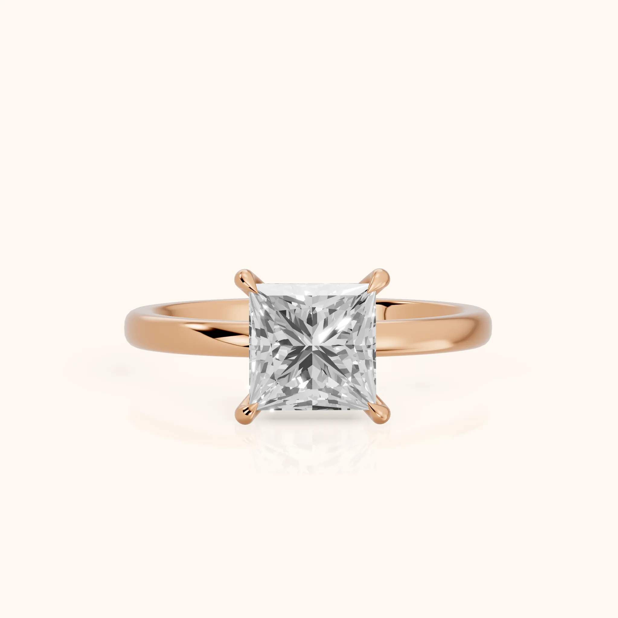 Lyla Petite Solitaire Princess Diamond Engagement Ring in Rose Gold — view 1