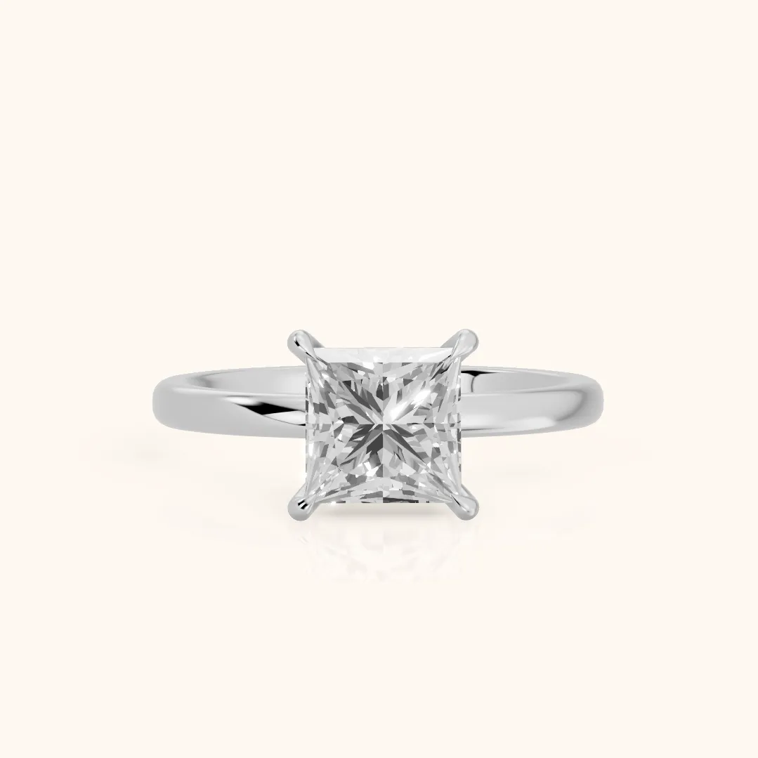 Lyla Petite Solitaire Princess Diamond Engagement Ring in Silver — view 2
