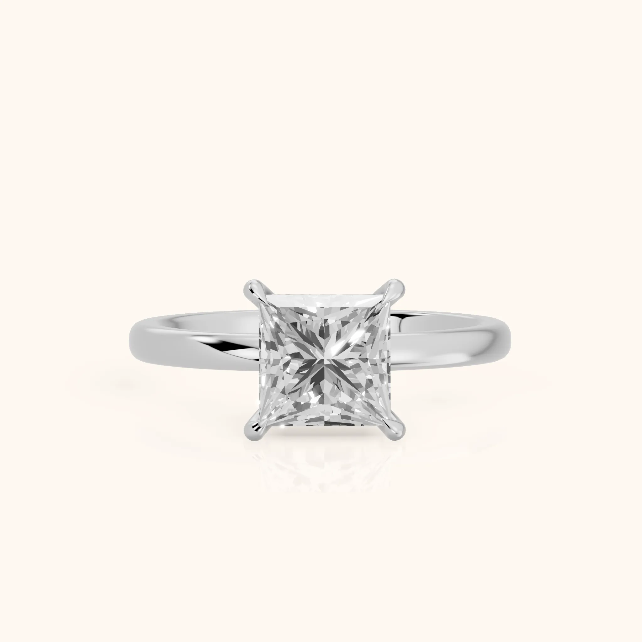 Lyla Petite Solitaire Princess Diamond Engagement Ring in Silver — view 1
