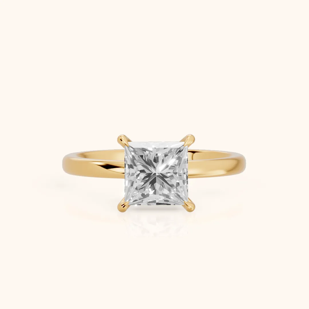 Lyla Petite Solitaire Princess Diamond Engagement Ring in Yellow Gold — view 2