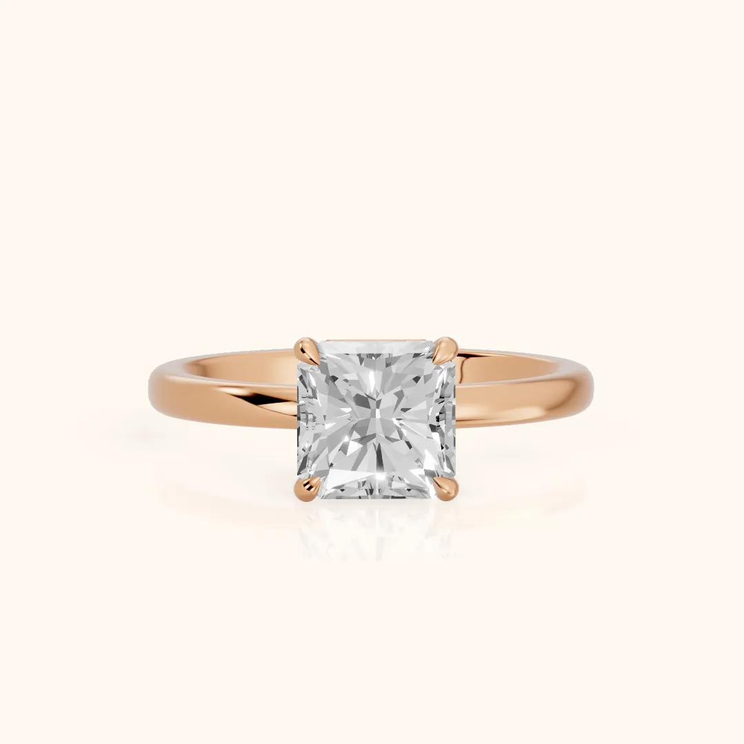 Lyla Petite Solitaire Radiant Diamond Engagement Ring in Rose Gold — view 2
