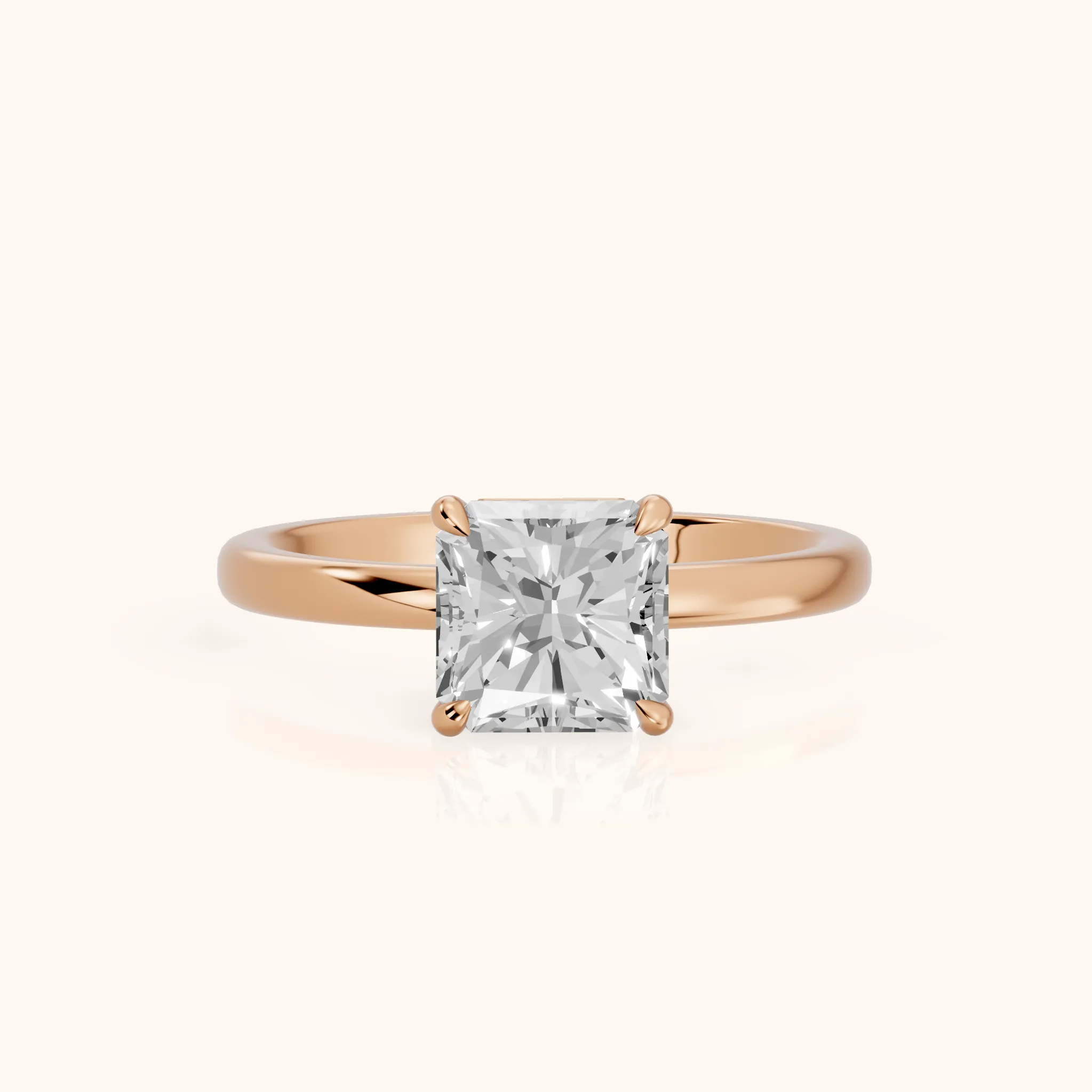 Lyla Petite Solitaire Radiant Diamond Engagement Ring in Rose Gold — view 1