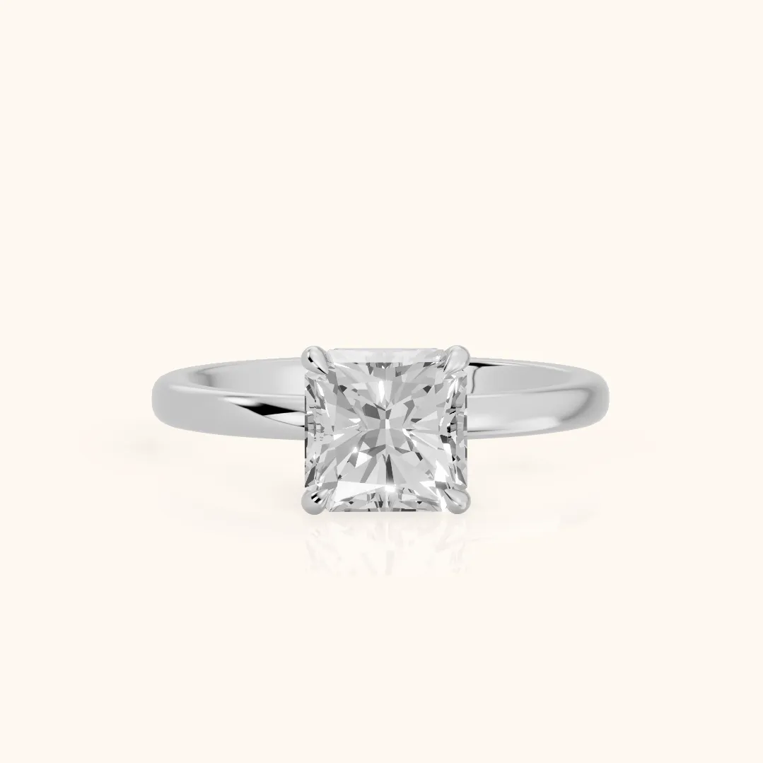 Lyla Petite Solitaire Radiant Diamond Engagement Ring in Silver — view 2