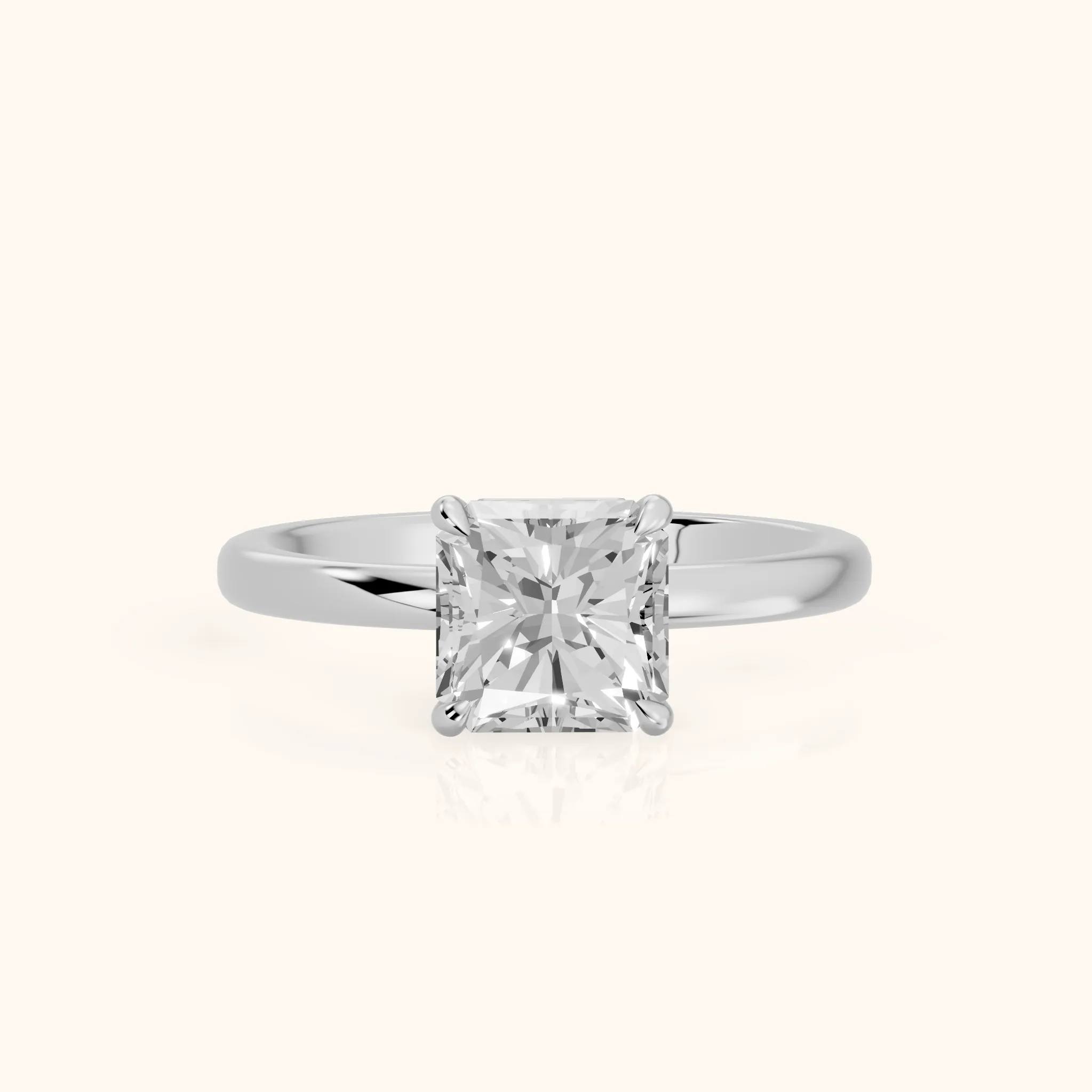 Lyla Petite Solitaire Radiant Diamond Engagement Ring in Silver — view 1