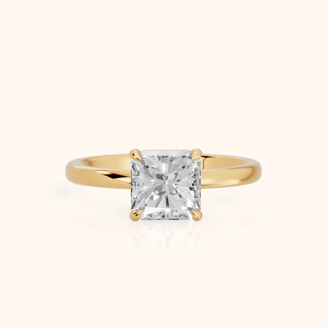 Lyla Petite Solitaire Radiant Diamond Engagement Ring in Yellow Gold — view 2