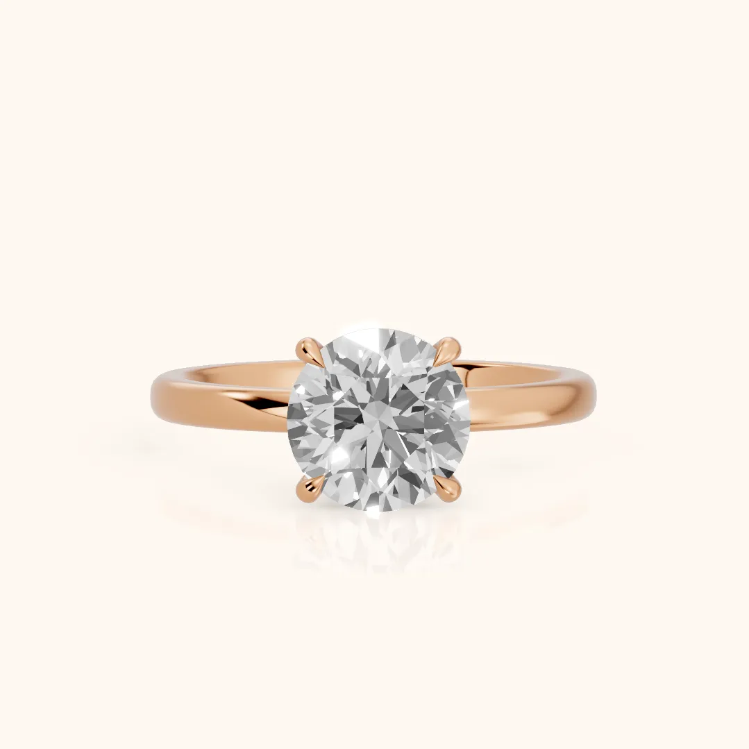 Lyla Petite Solitaire Round Diamond Engagement Ring in Rose Gold — view 2