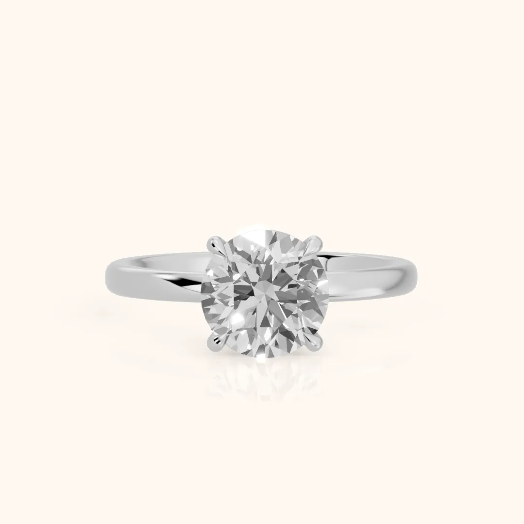 Lyla Petite Solitaire Round Diamond Engagement Ring in Platinum — view 2