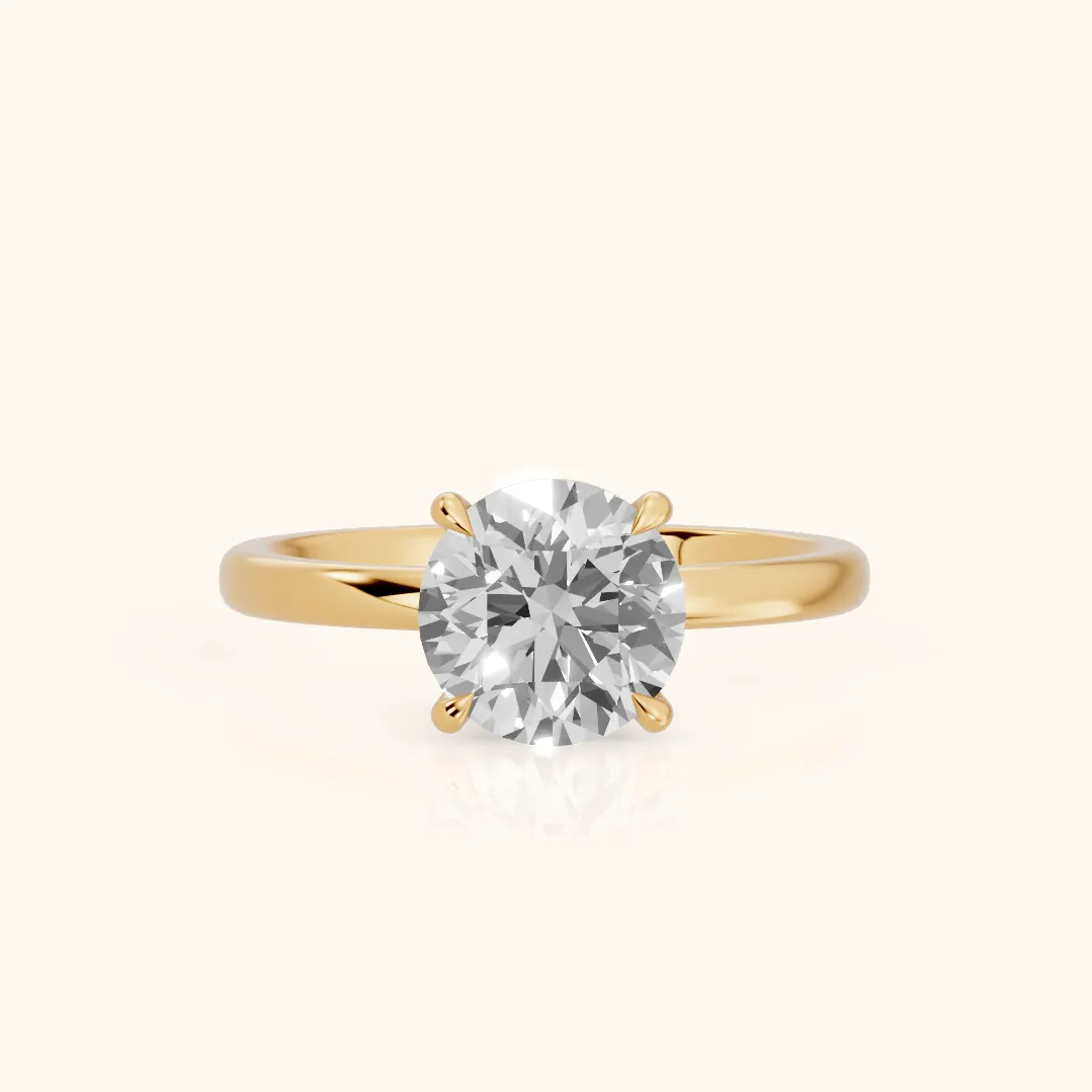 Lyla Petite Solitaire Round Diamond Engagement Ring in Yellow Gold — view 2