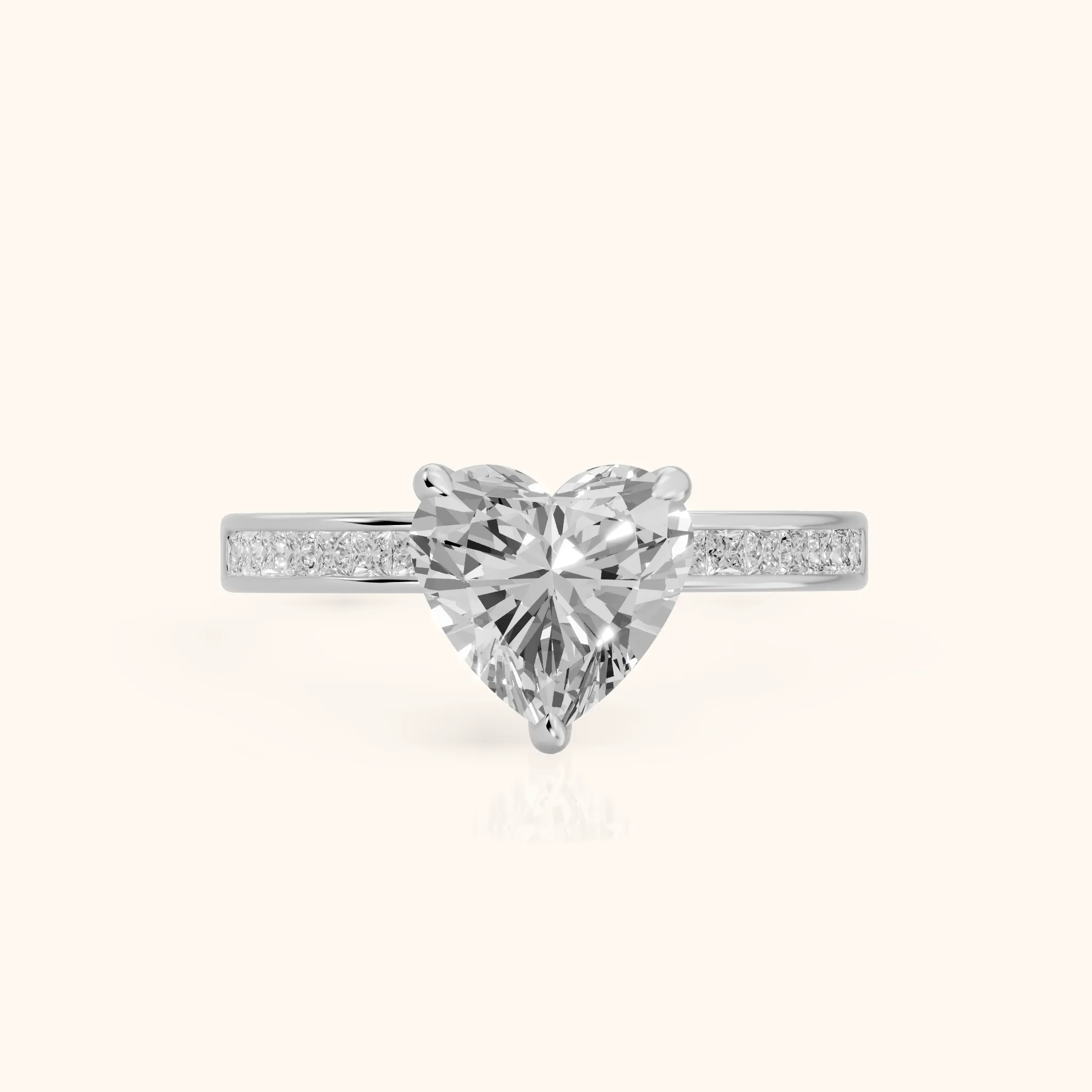Maren Sidestone Channel Set Heart Diamond Engagement Ring in Silver — view 1