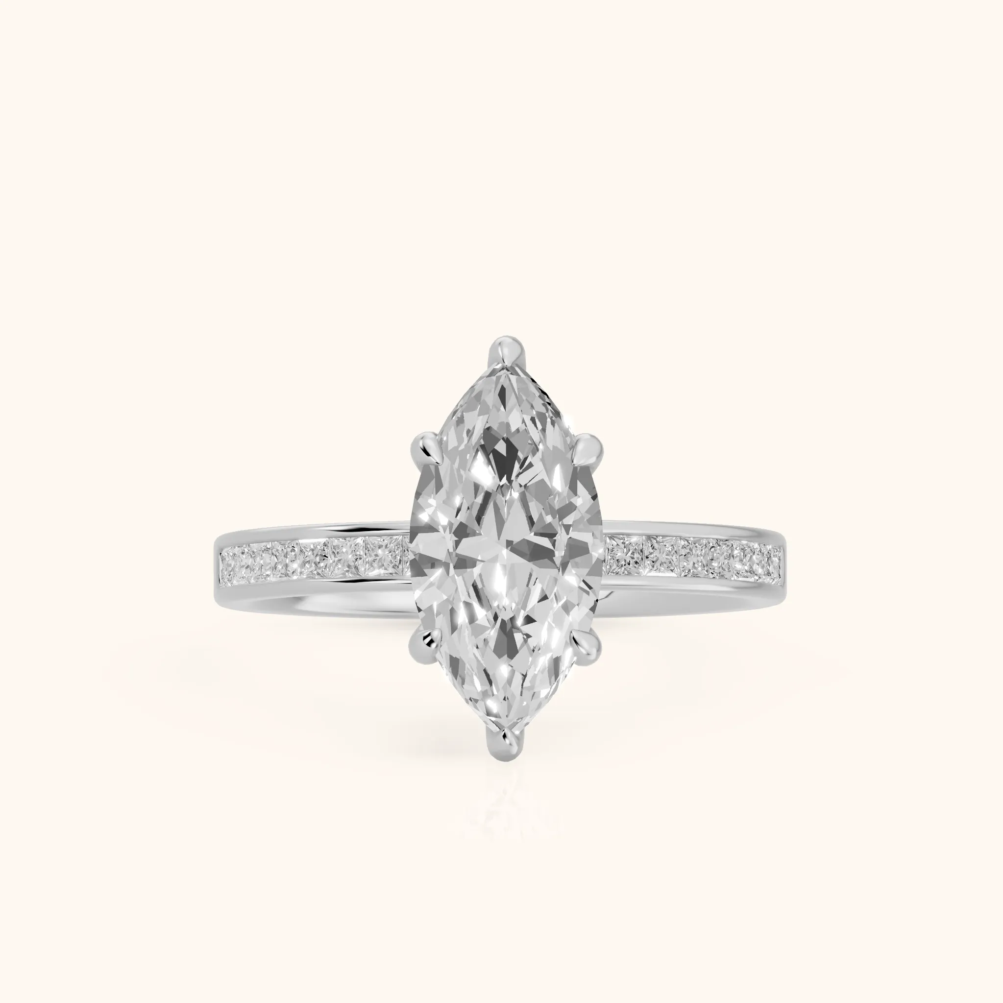 Maren Sidestone Channel Set Marquise Diamond Engagement Ring in Platinum — view 1