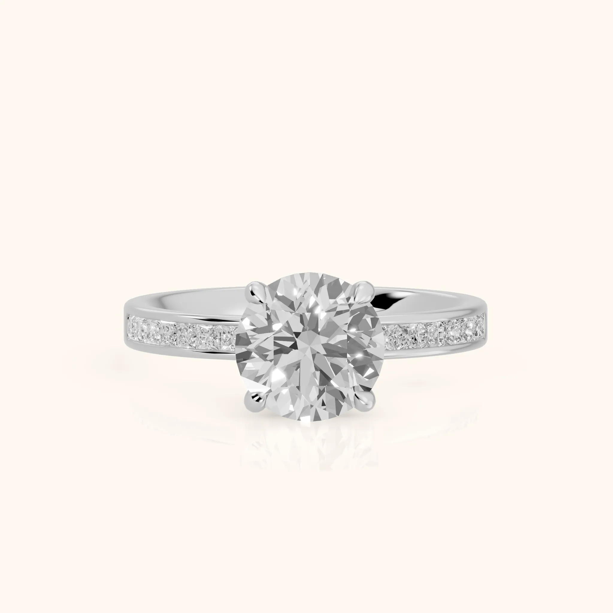 Maren Sidestone Channel Set Round Diamond Engagement Ring in Platinum — view 1