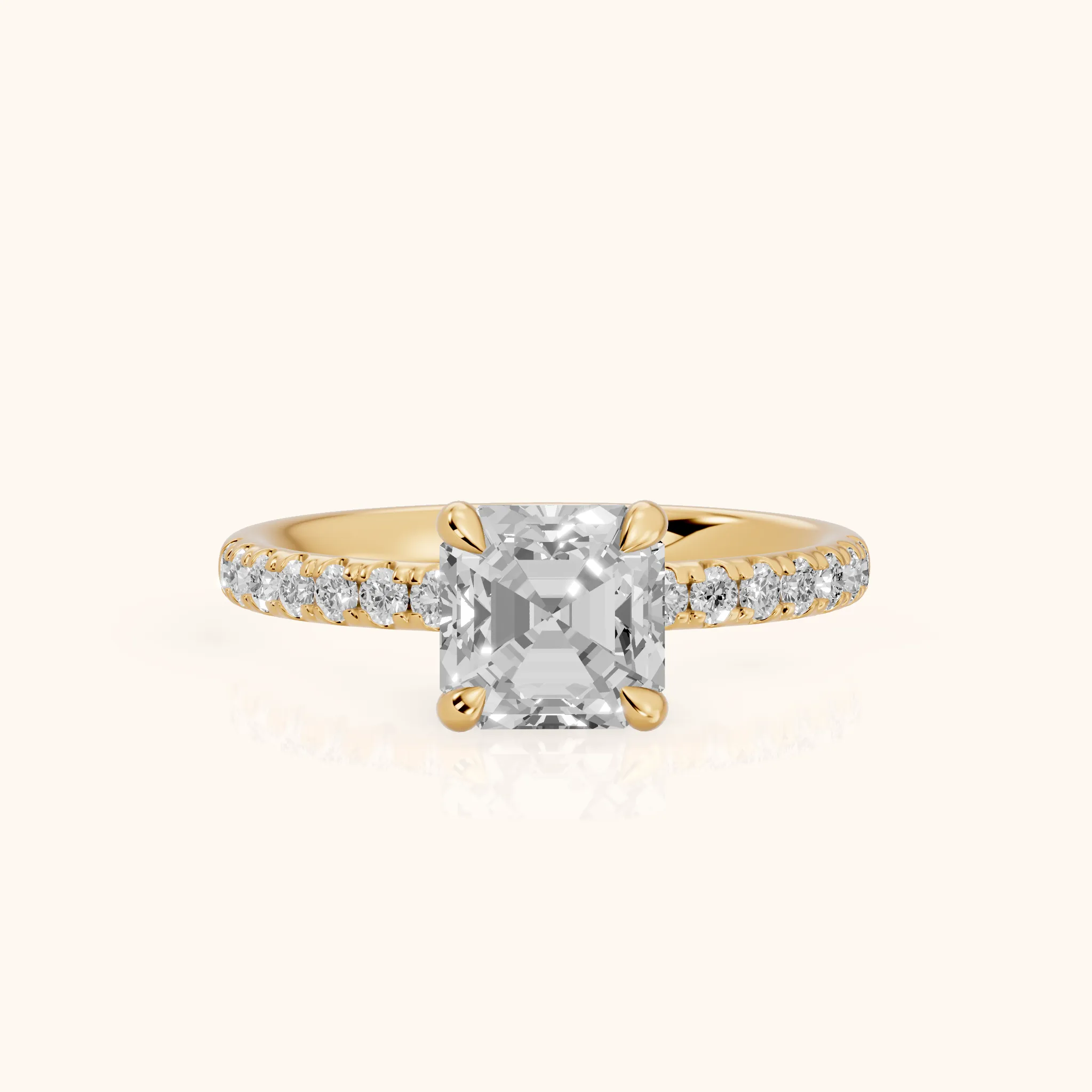 Maya Hidden Halo Pavé Asscher Diamond Engagement Ring in Yellow Gold — view 1