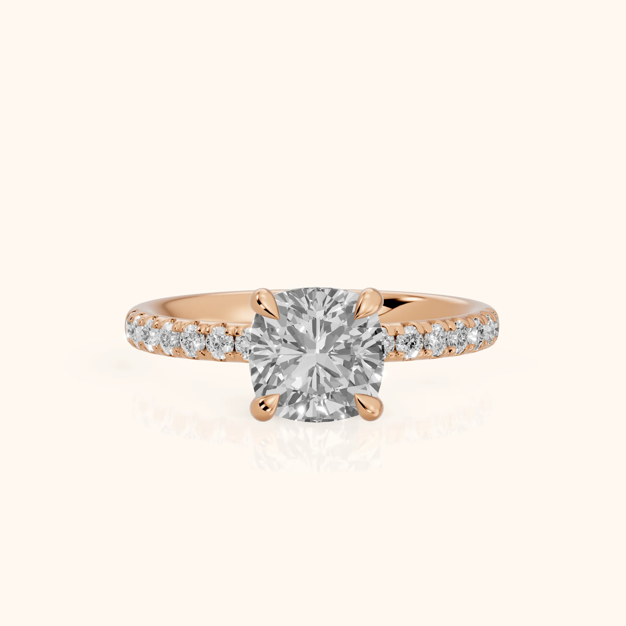Maya Hidden Halo Pavé Cushion Diamond Engagement Ring in Rose Gold — view 1