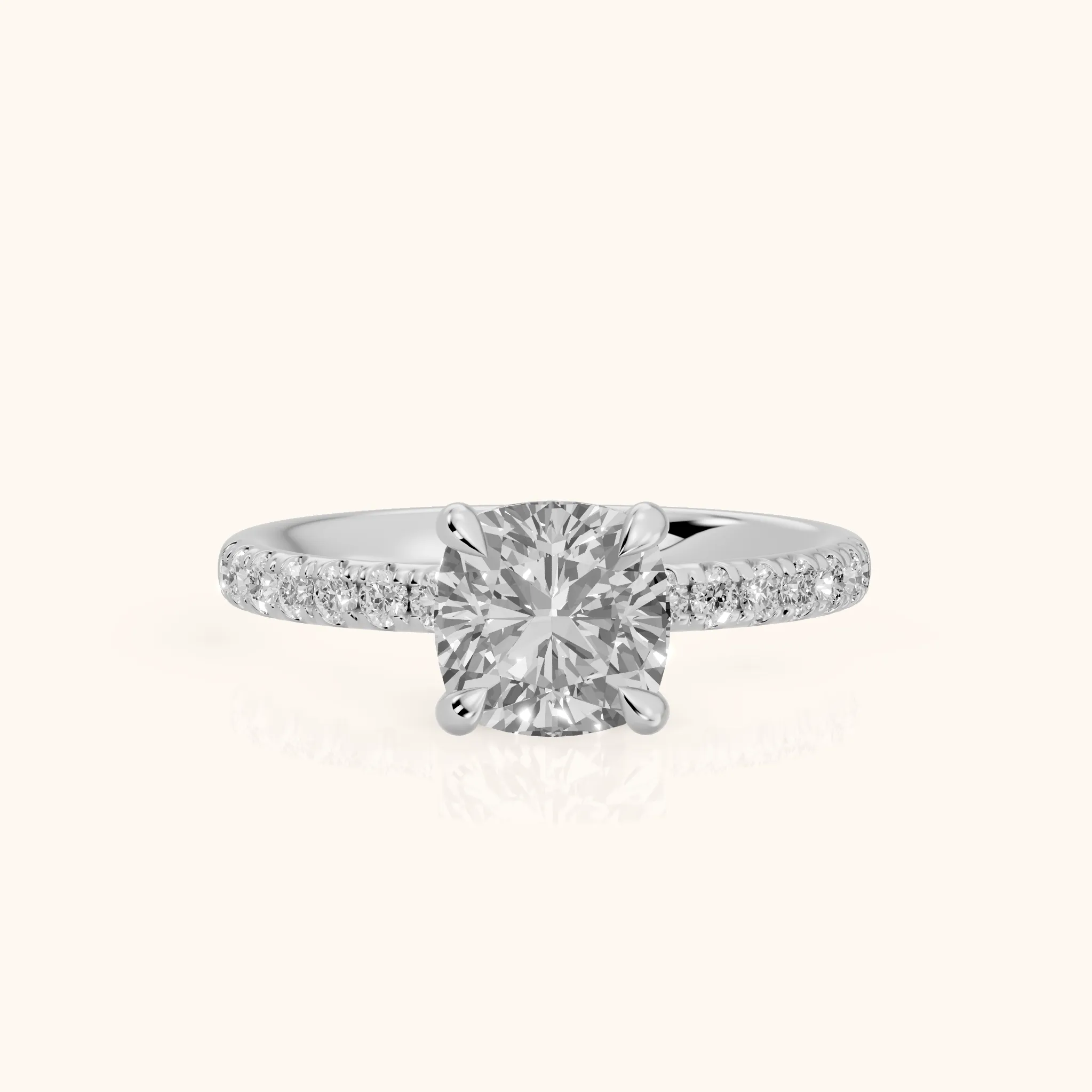 Maya Hidden Halo Pavé Cushion Diamond Engagement Ring in Silver — view 1